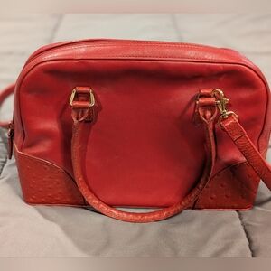 Giani Bernini Red Leather and Embossed Crocodile Bag with Removable Strap